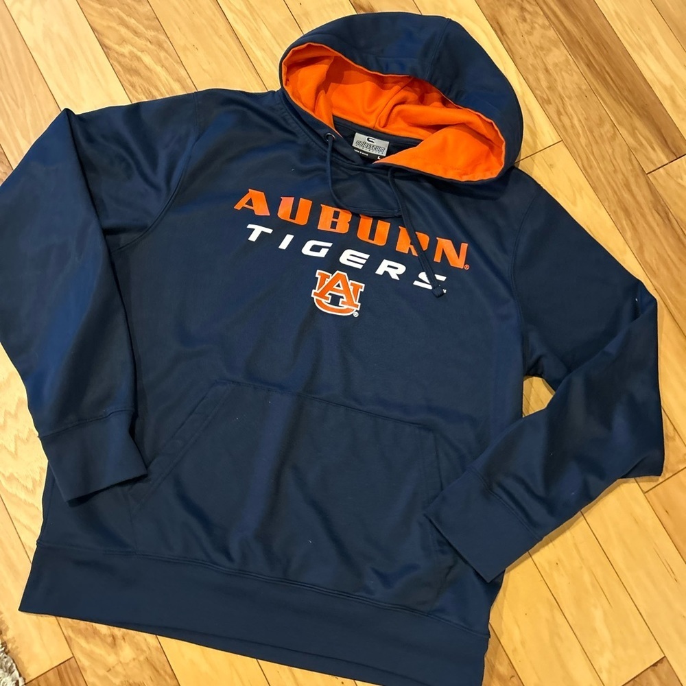 Auburn Tigers Navy Blue & Orange Pullover Fleece Hoodie Sweatshirt Size L